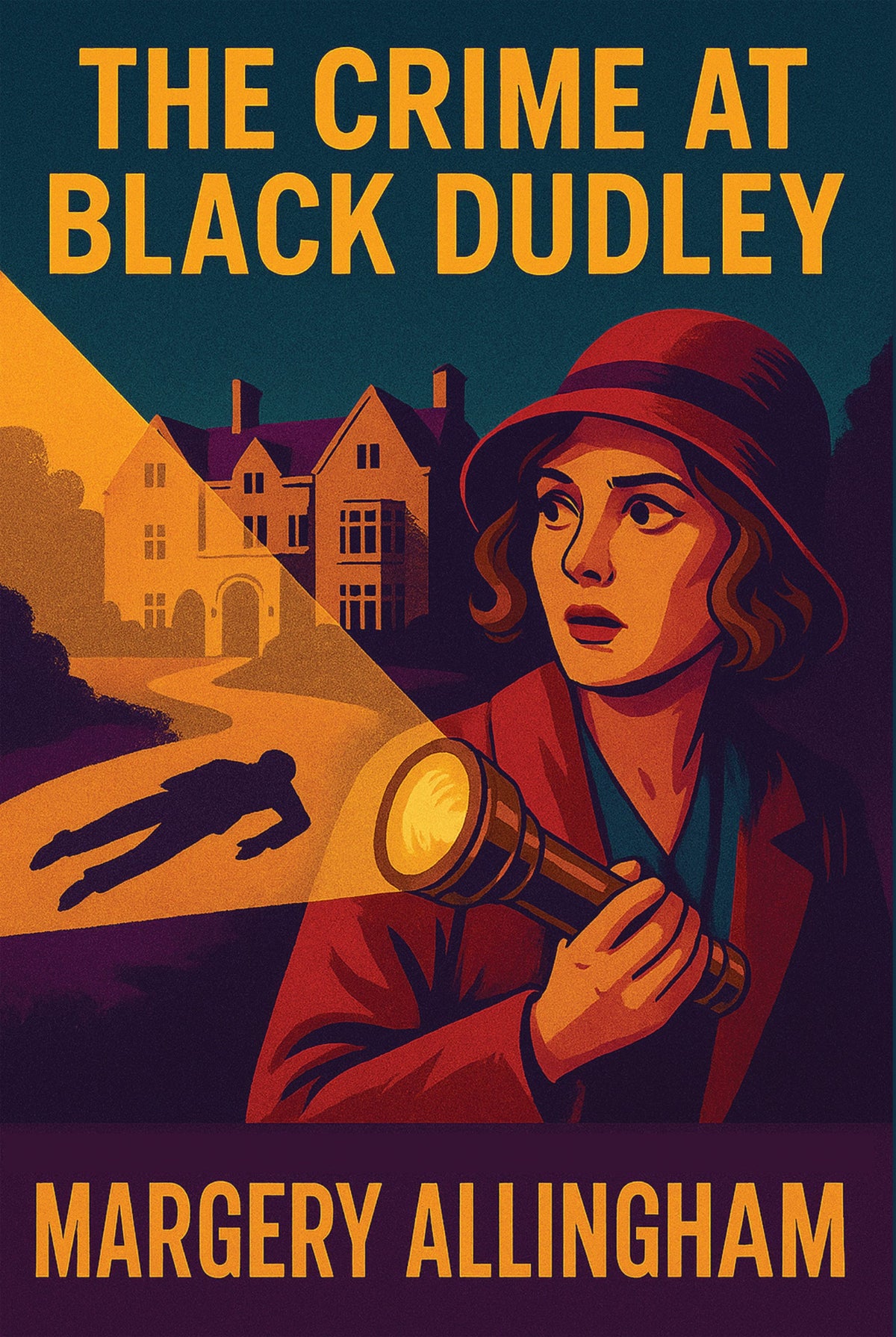 A detective shines a flashlight over a crime scene where a body lies face down.
